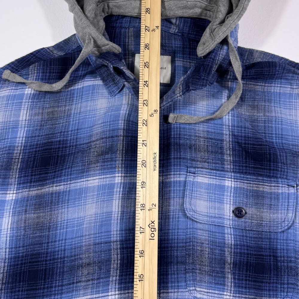 American Eagle Super Soft Flannel Shirt Removable Hood Mens Small Blue Button Up - Picture 5 of 6